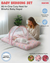 Baby Sleeping Bed with Mosquito Net | Soft Mattress for Infants