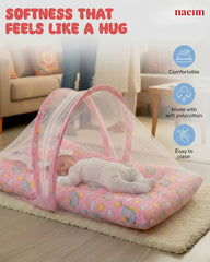 Baby Sleeping Bed with Mosquito Net | Soft Mattress for Infants