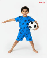 Kids' Co-ord Cotton T-Shirt & Shorts Set| Football All-Over Print Designs