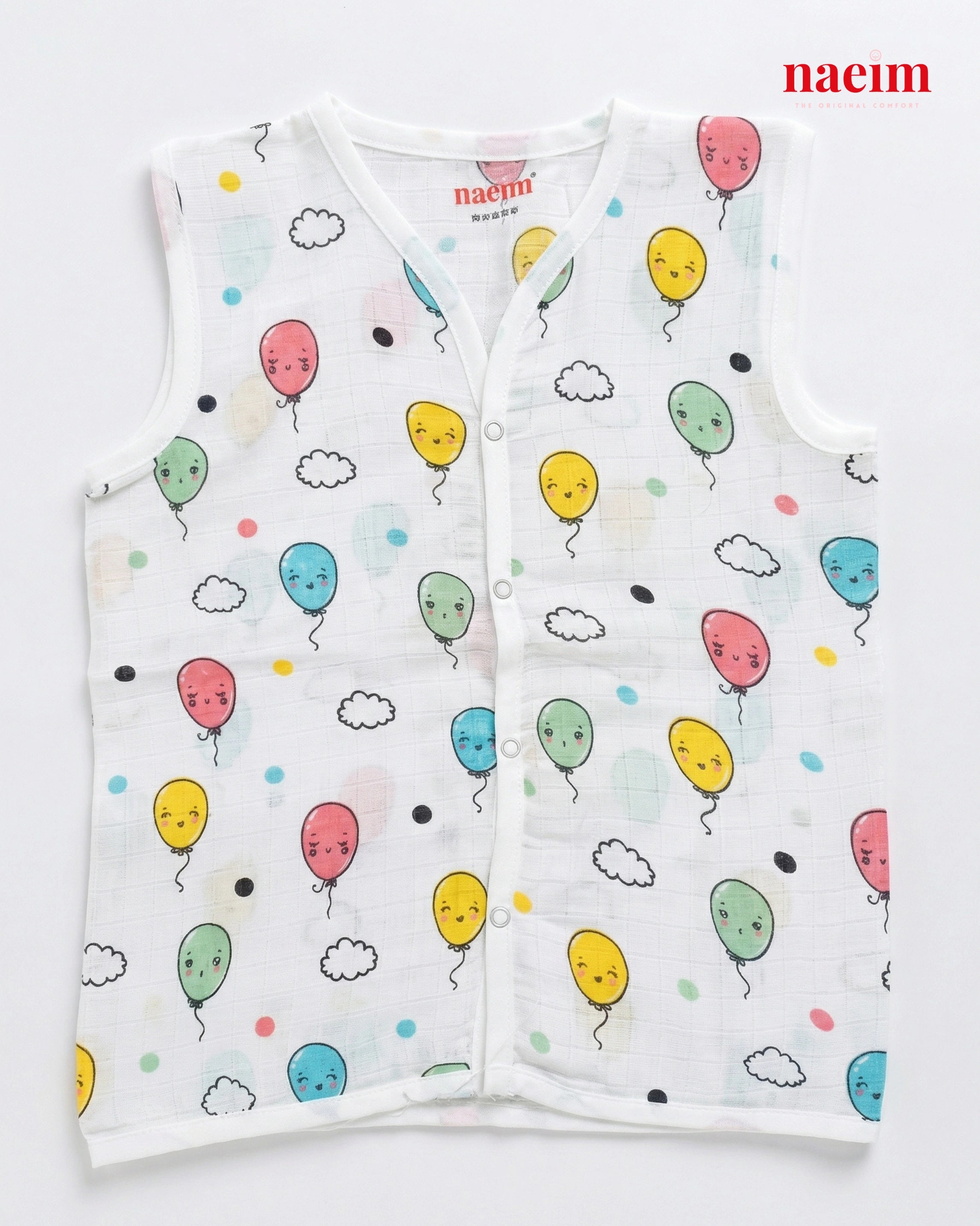 Naeim Pack of 1 Premium Muslin Sleeveless Jablas - Breathable Summer Vests for Daily Wear