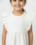 White Ruffle Frock for Girls (1–6 Years) | Soft Crinkled Cotton Everyday Dress