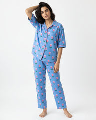 The Tulip Garden Pajama Set (Half-sleeve) | 200 GSM