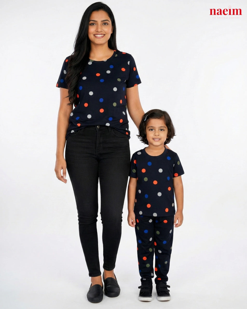 Matching Mother & Kid Polka Dot Night Suit