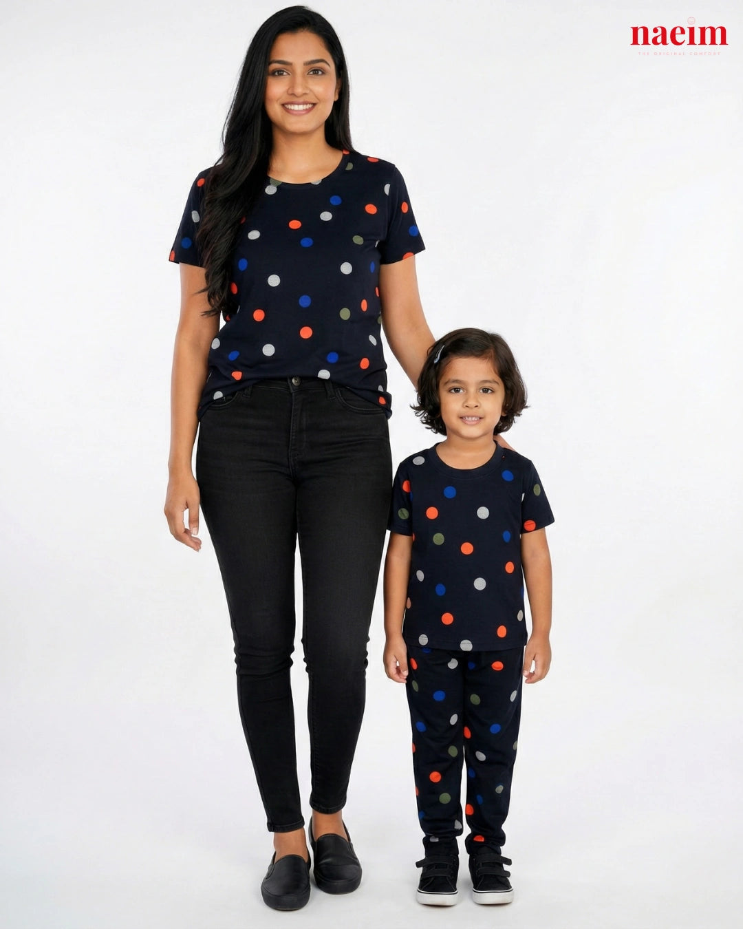 Matching Mother & Kid Polka Dot Night Suit