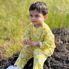 Night Dress for Childrens - Night Dress Kidswear - Yellow