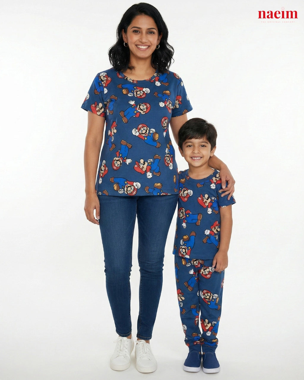 Mother & Kid Mario Print Twinning Pajama Set