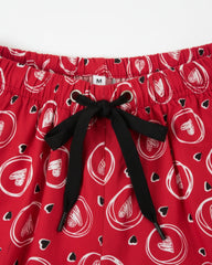 Red Heartbeat Pajama Set (Half sleeve) | 200 GSM