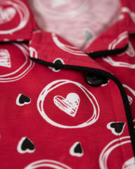 Red Heartbeat Pajama Set (Half sleeve) | 200 GSM