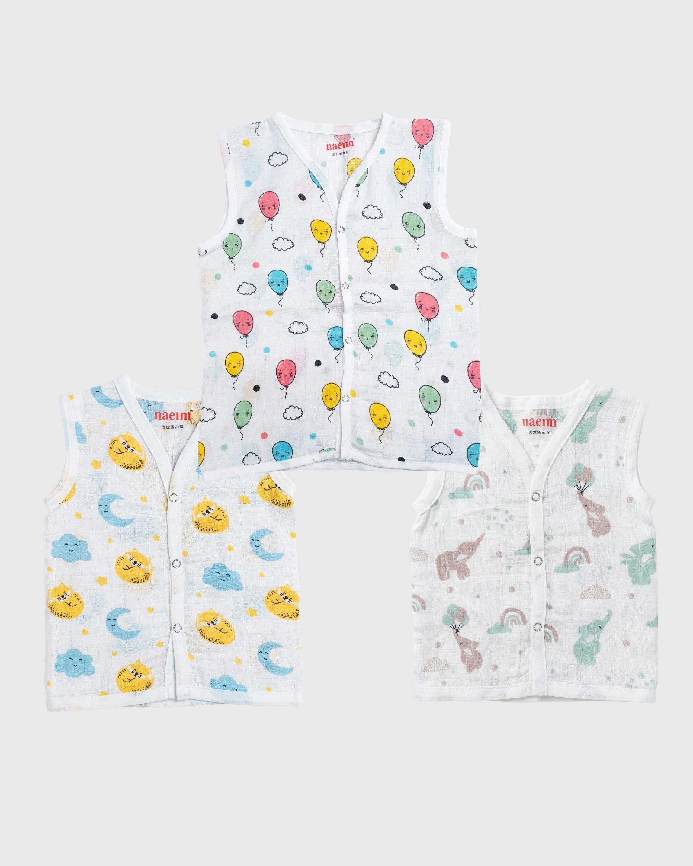 Naeim Pack of 1 Premium Muslin Sleeveless Jablas - Breathable Summer Vests for Daily Wear