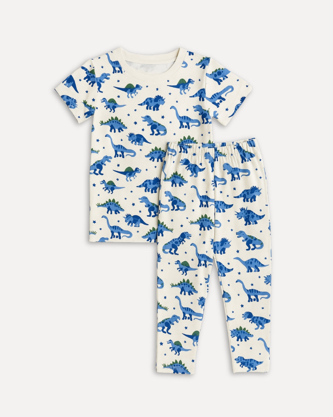 Boys & Girls Dino Print Night Suit Pajama Set - Cotton Comfortable Sleepwear Set