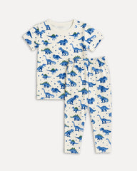 Boys & Girls Dino Print Night Suit Pajama Set - Cotton Comfortable Sleepwear Set