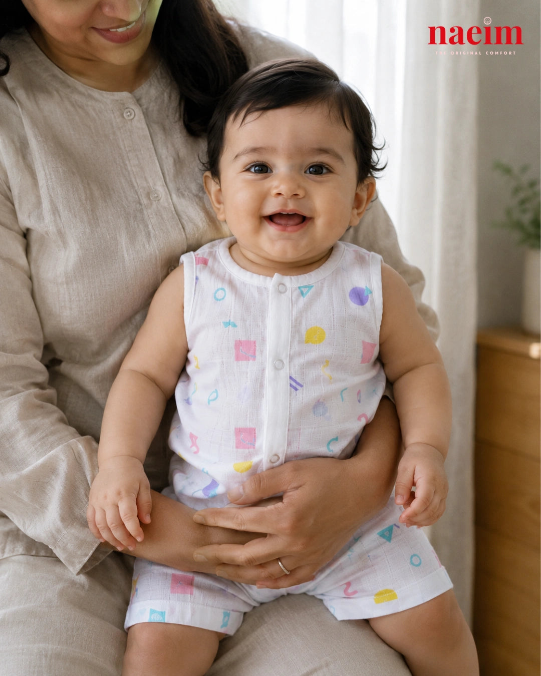 NAEIM Premium Cotton Muslin Jabla & Shorts Set for Babies – Pastel Confetti Print | Soft All Season Baby Clothing