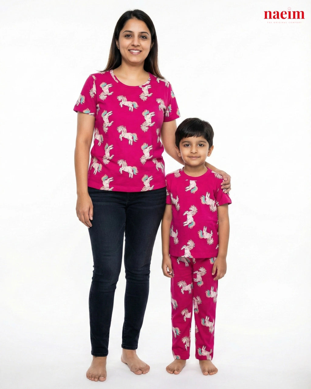 Unicorn Print Mother & Child Twinning Pajama Set