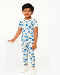 Boys & Girls Dino Print Night Suit Pajama Set - Cotton Comfortable Sleepwear Set