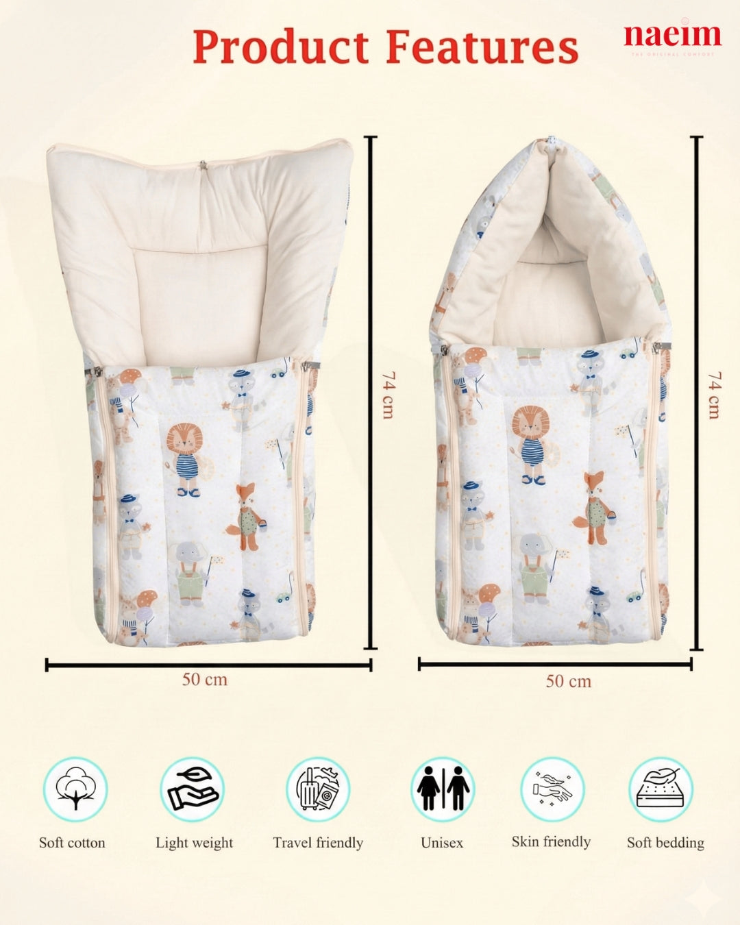 3-in-1 Baby Sleeping Bag & Carry Nest for Newborns | Ultra-Soft Cotton, All-Season Baby Bedding