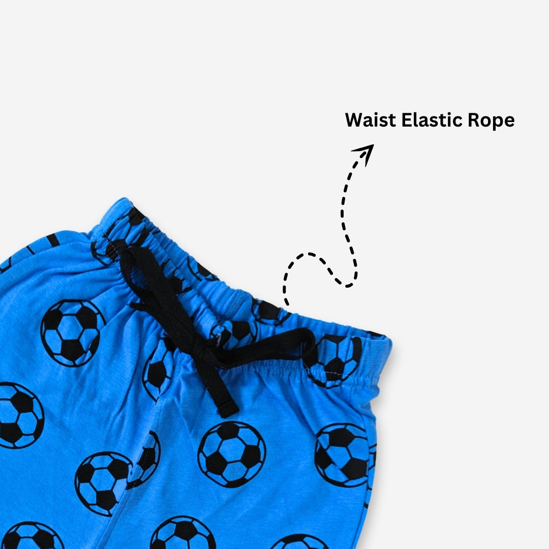 Kids' Co-ord Cotton T-Shirt & Shorts Set| Football All-Over Print Designs