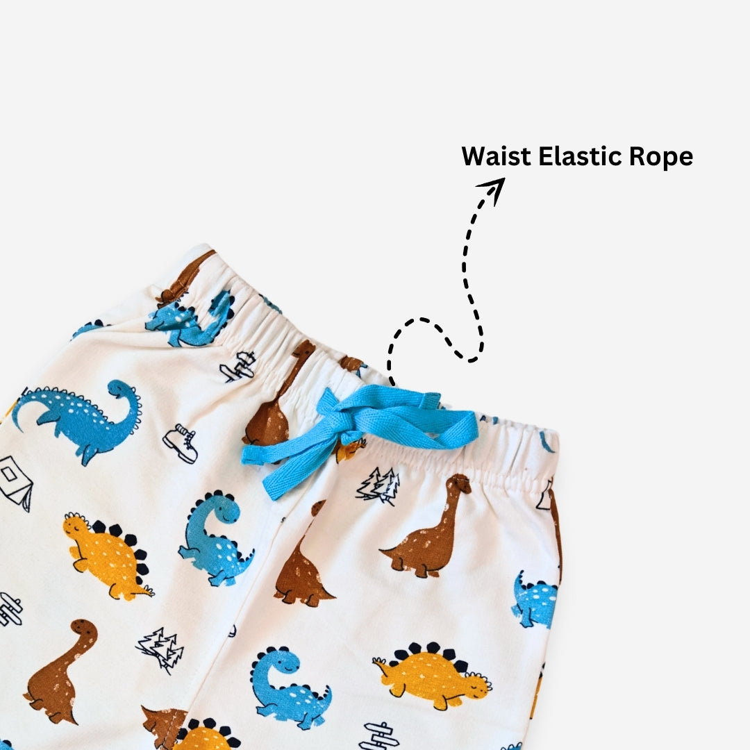 Kids' Co-ord Cotton T-Shirt & Shorts Set| Dino All-Over Print Designs