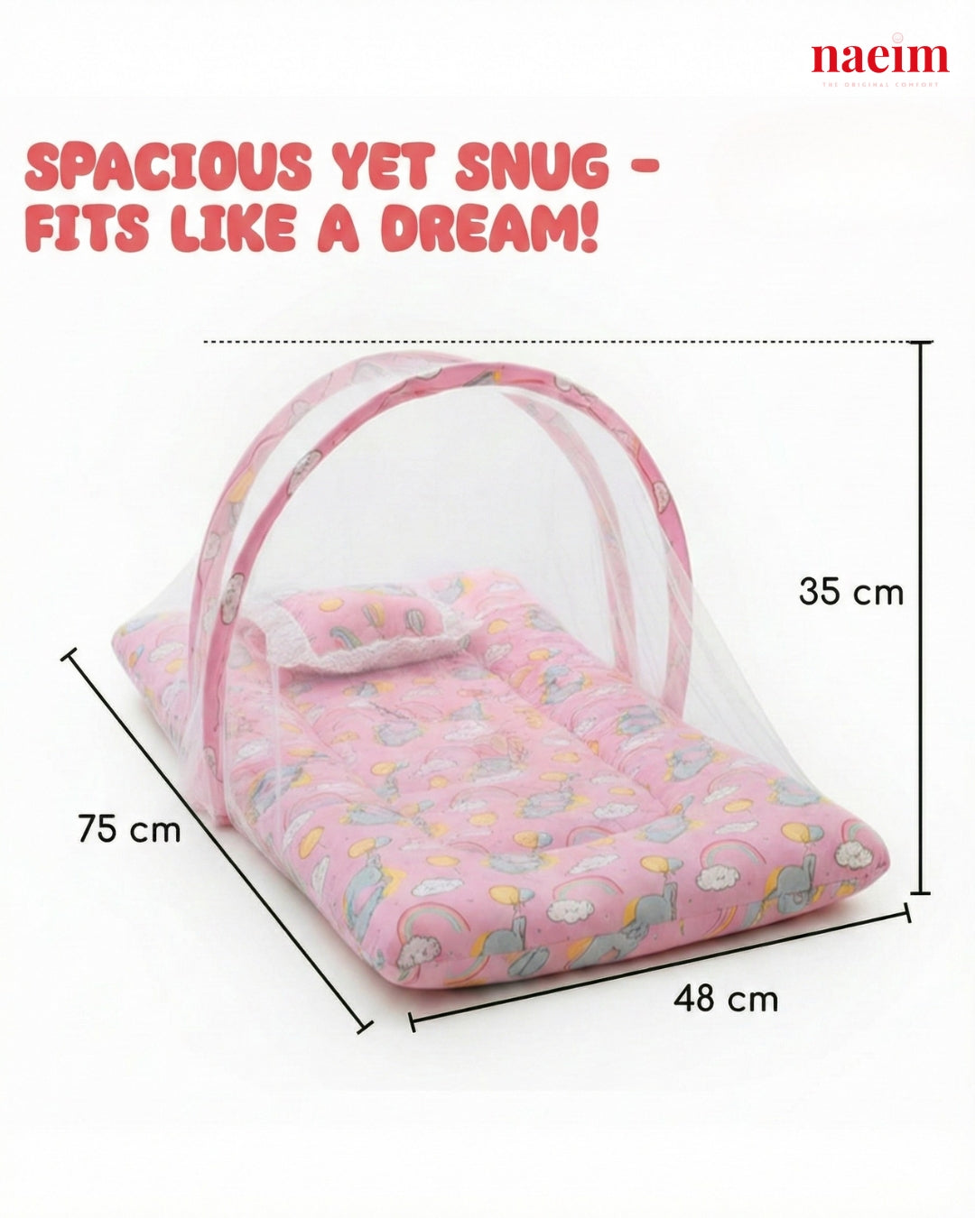 Baby Sleeping Bed with Mosquito Net | Soft Mattress for Infants
