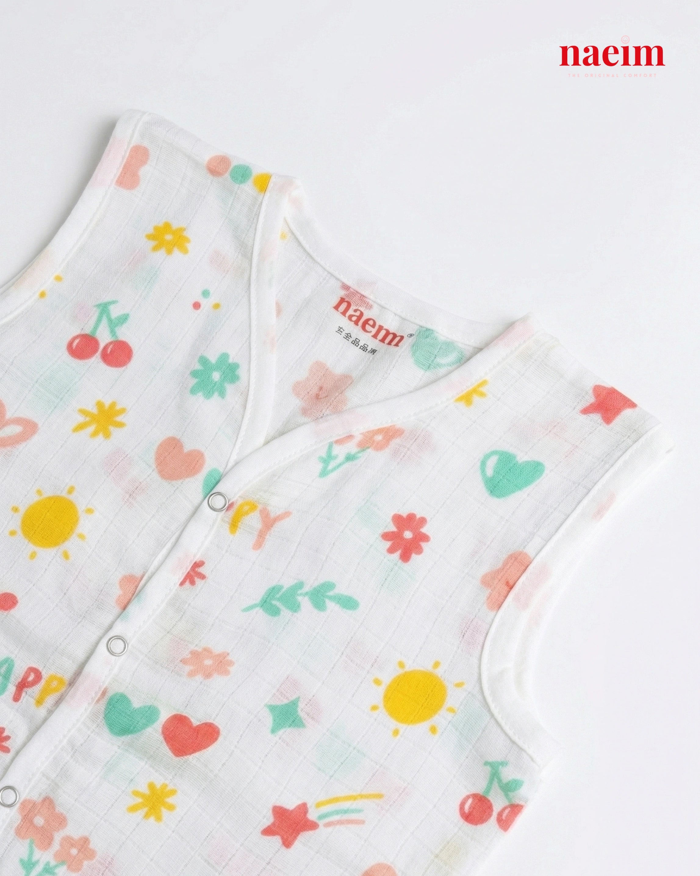 Naeim Pack of 3 Premium Muslin Sleeveless Jabla & Shorts Set - Ultimate Summer Value Bundle for Kids