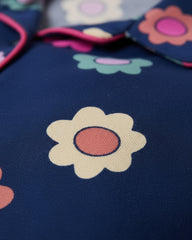 Midnight Bloom Pajama Set (Half-sleeve) | 200 GSM