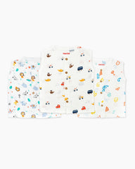 Organic Muslin Jabla Set for Babies – Pack of 3 | Newborn to 24 Months | Soft Cotton Vest, Front Open
