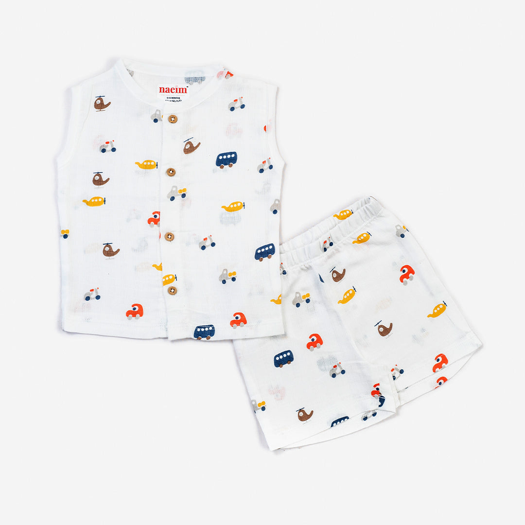 Muslin Jabla & Shorts set - Car