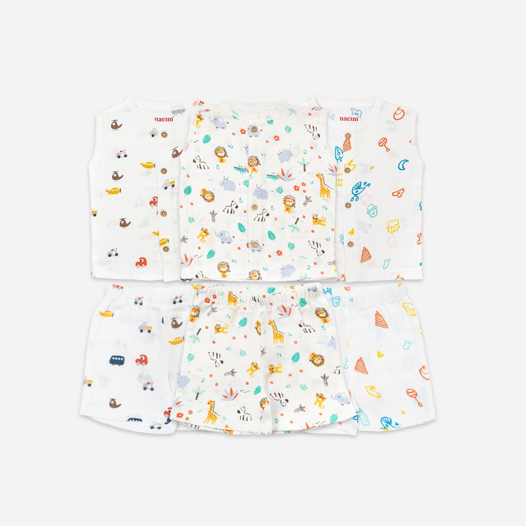 Muslin jabla set ( animal + car + baby) - pack of 3