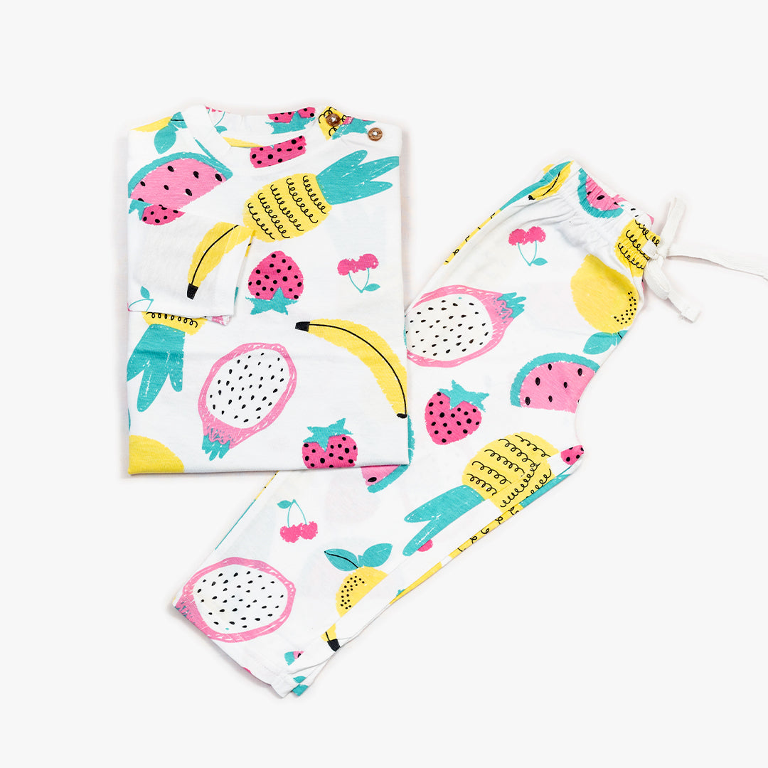 Night Dress for Childrens - Night Dress Kidswear - Fruit Print