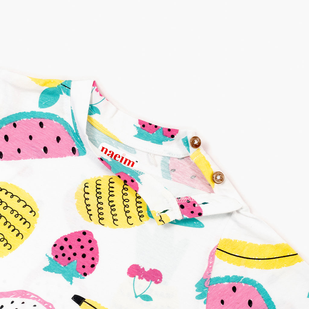 Night Dress for Childrens - Night Dress Kidswear - Fruit Print