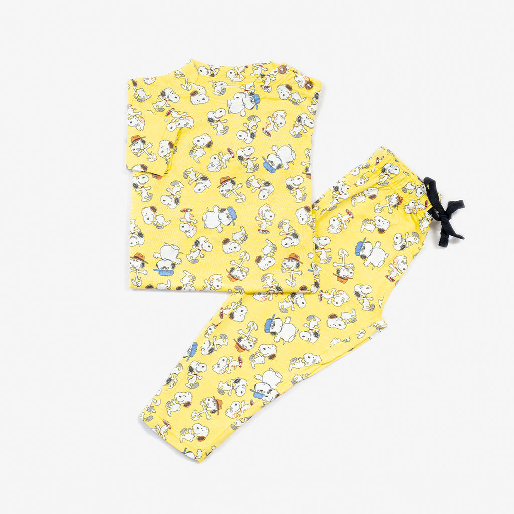 Night Dress for Childrens - Night Dress Kidswear - Yellow