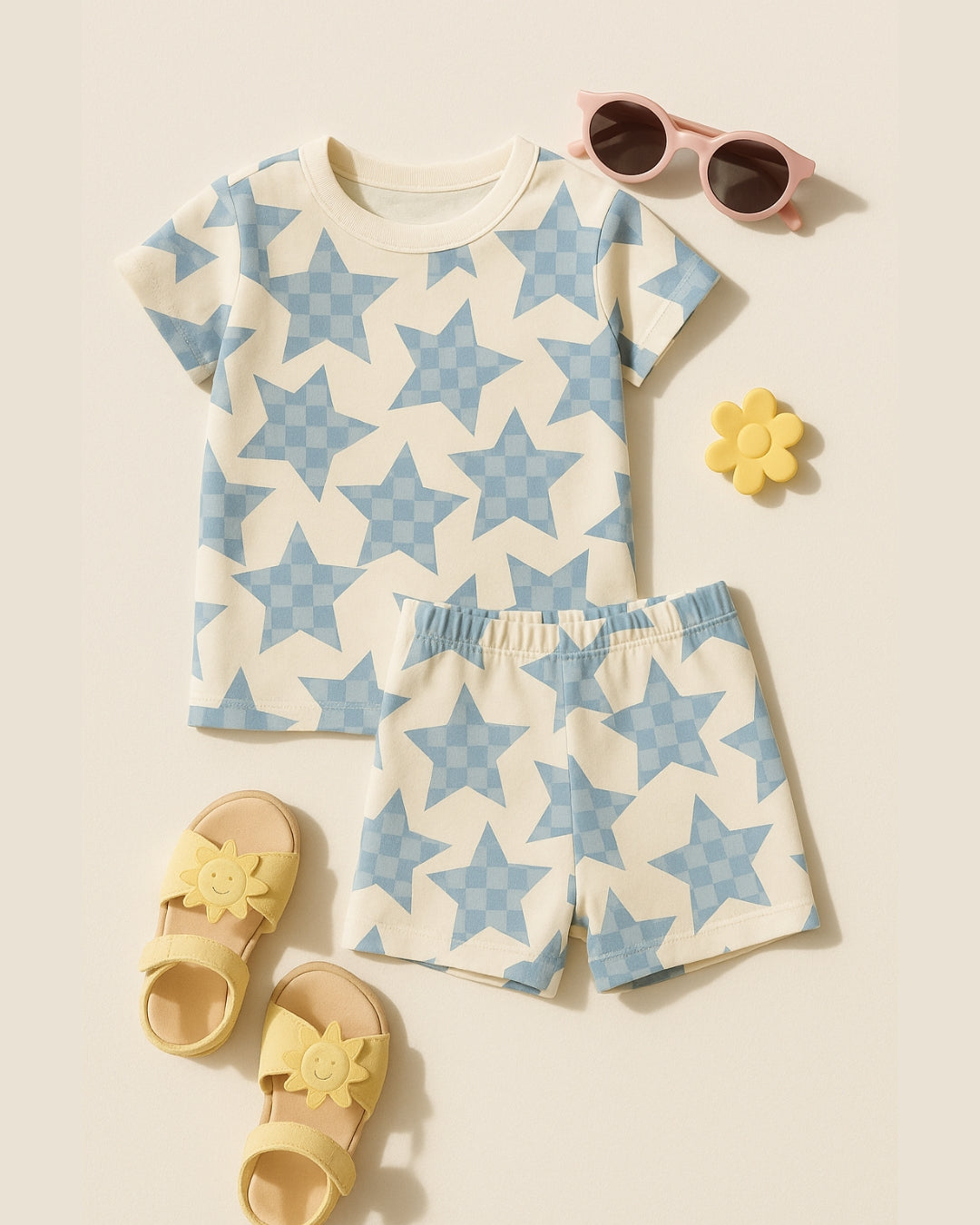 Blue Star Coords Set | Unisex Prints for Kids | Cotton 220 GSM
