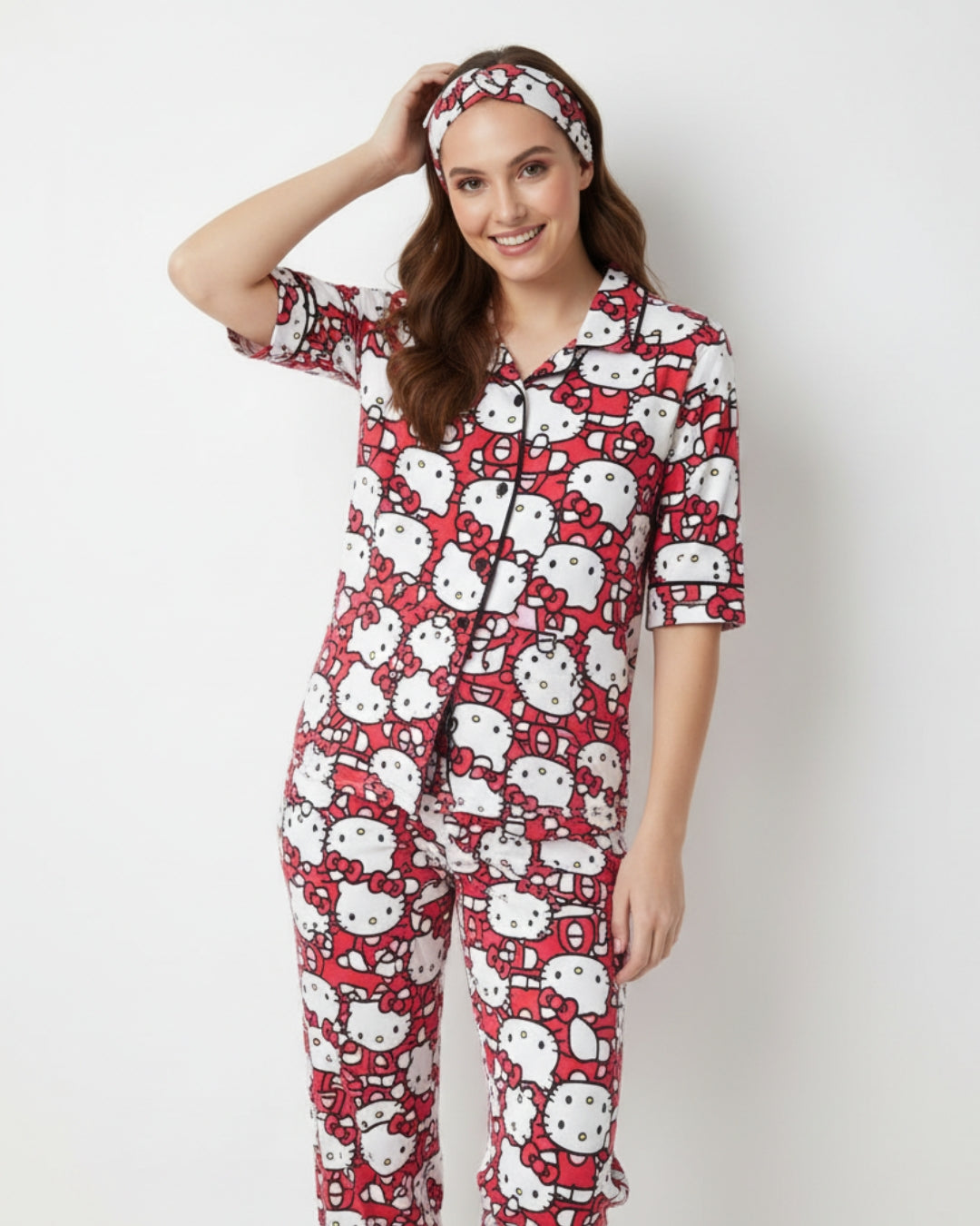 Hello Kitty Pajama Set (Half sleeve) | 200 GSM