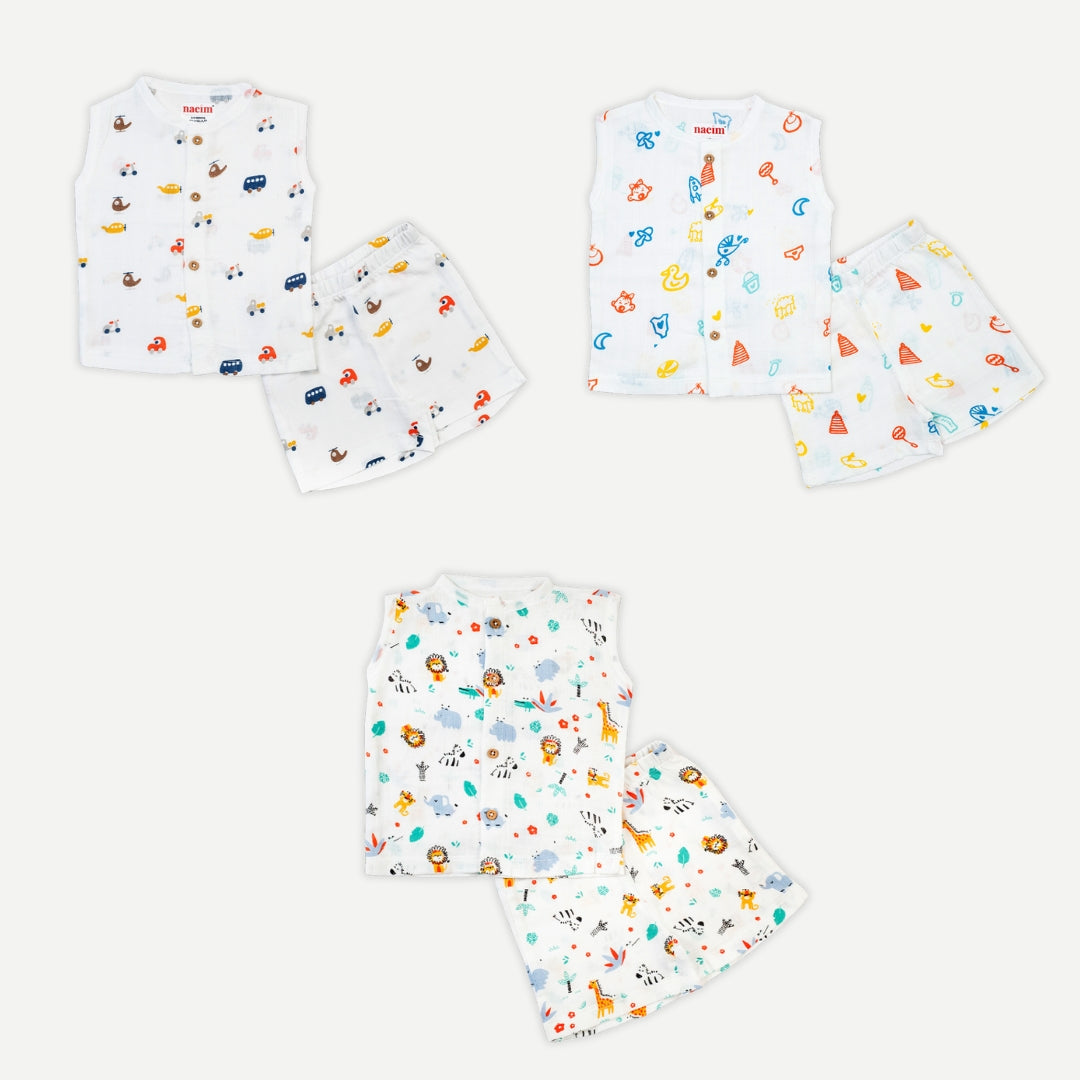Muslin jabla set ( animal + car + baby) - pack of 3