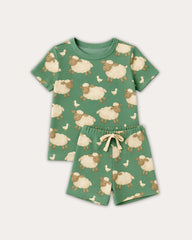 Kids' Co-ord Cotton T-Shirt & Shorts Set| Goat All-Over Print Designs