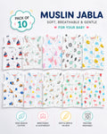 Naeim Pack of 10 Premium Muslin Sleeveless Jablas - Assorted Breathable Summer Vests for Kids