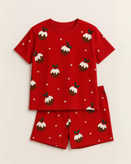 Holiday Red Coords Set | Unisex Prints for Kids | Cotton 220 GSM