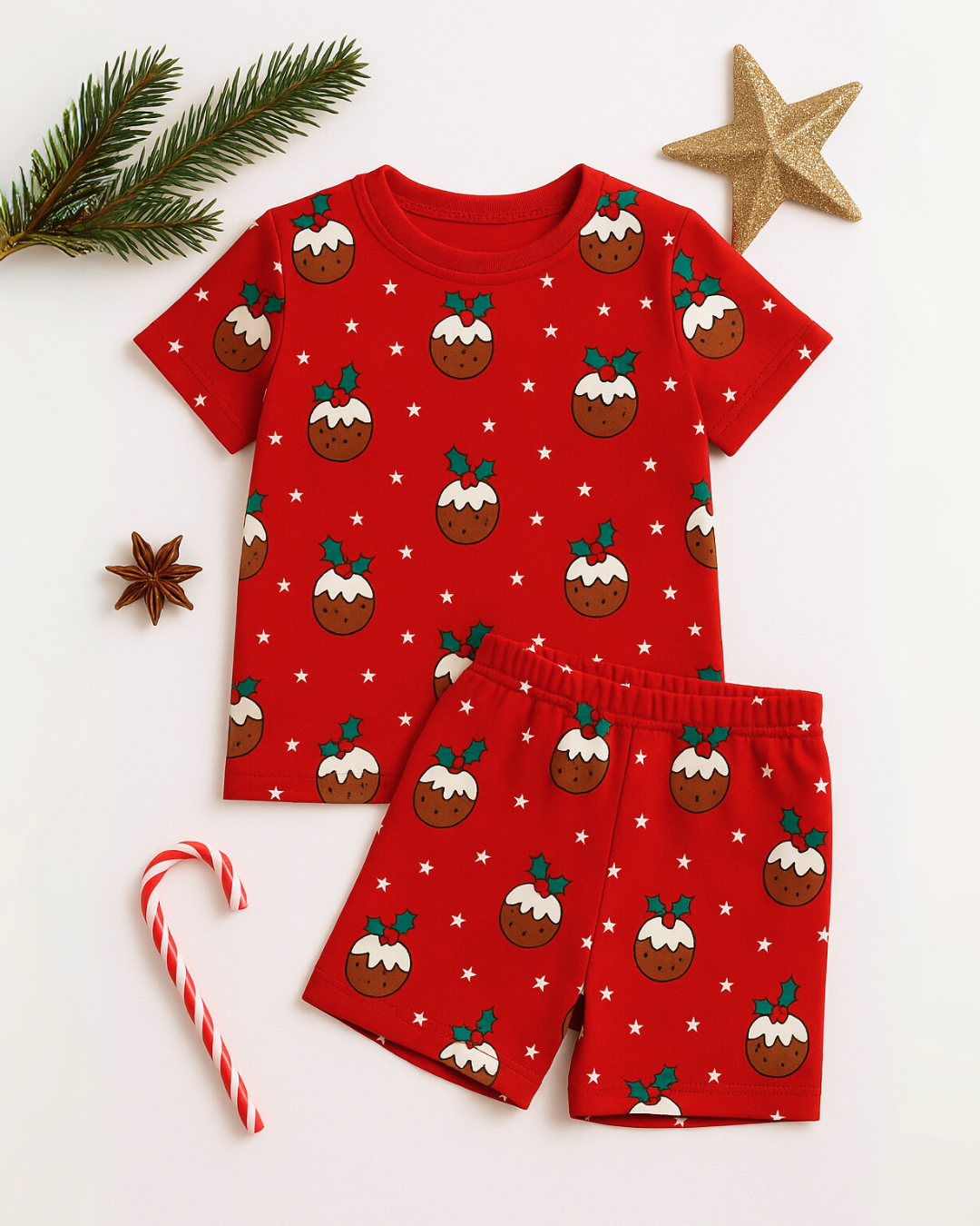 Holiday Red Coords Set | Unisex Prints for Kids | Cotton 220 GSM