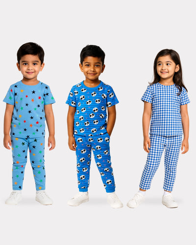 Blue Squad Kids Unisex Pajama Sets - Night Dress Combo