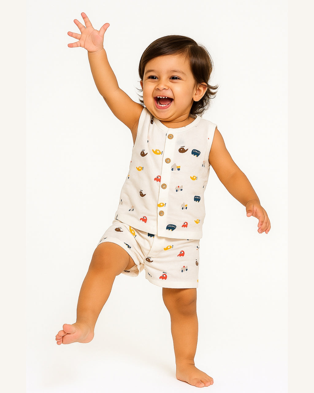 Organic Muslin Jabla & Short Set for Babies – Pack of 3 | Newborn to 24 Months