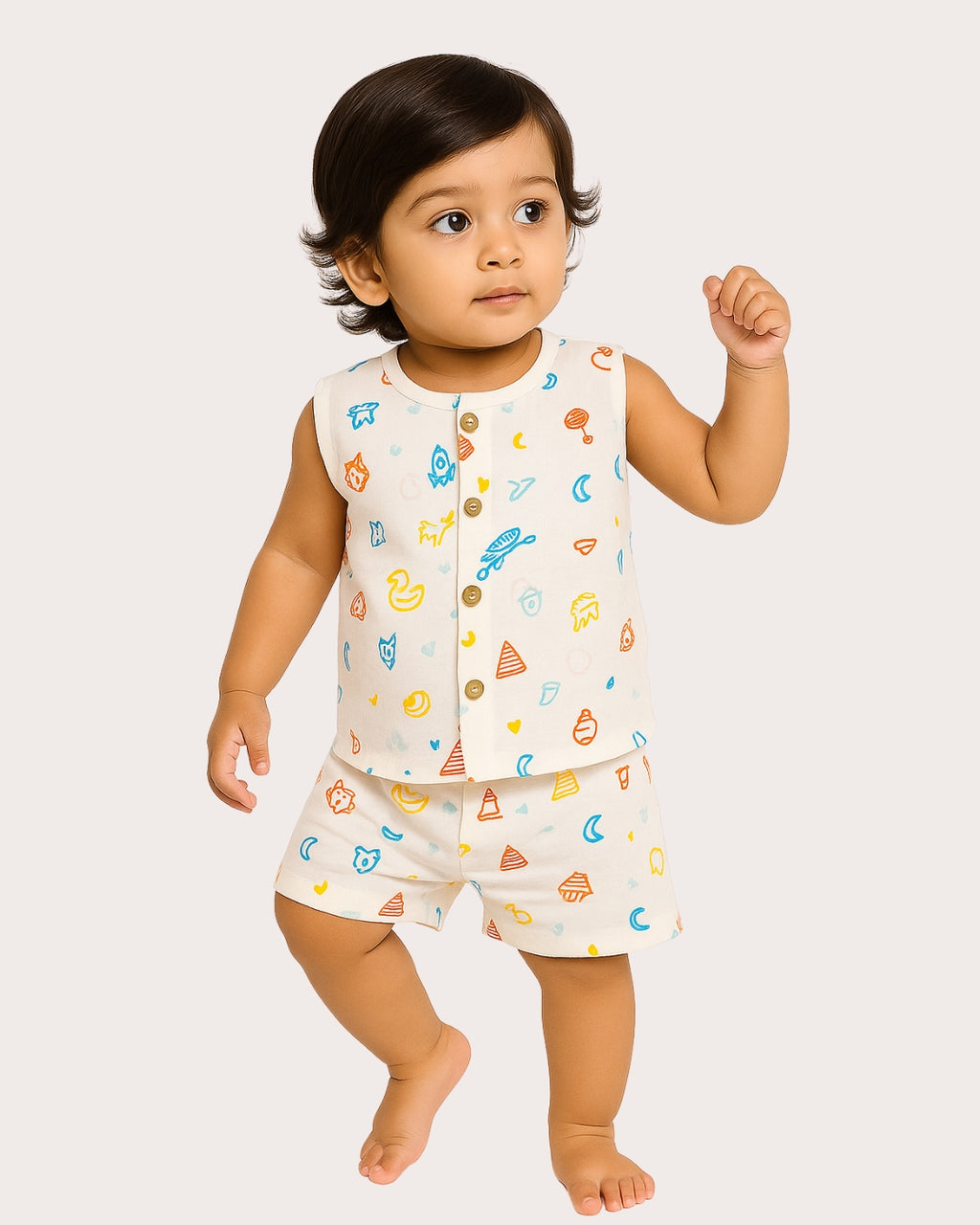 Organic Muslin Jabla & Short Set for Babies – Pack of 3 | Newborn to 24 Months