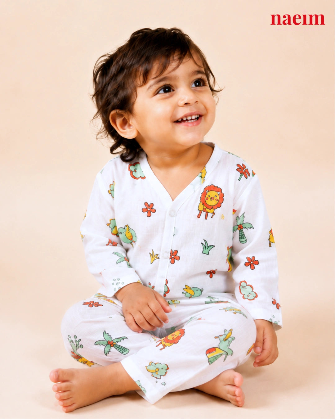 Pack of 5 Muslin Full Sleeve Night Suit Sets for Babies | 100% Cotton Muslin Pajama Combo | Soft All-Season Baby Sleepwear