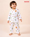Muslin Full Sleeve Night Suit Set for Babies – Jungle Friends Print | 100% Cotton Muslin Pajama Set | Soft All-Season Sleepwear