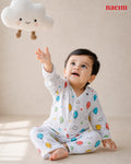 Muslin Full Sleeve Pajama Set for Babies – Balloon Party Print | 100% Cotton Night Suit | Soft All-Season Baby Sleepwear