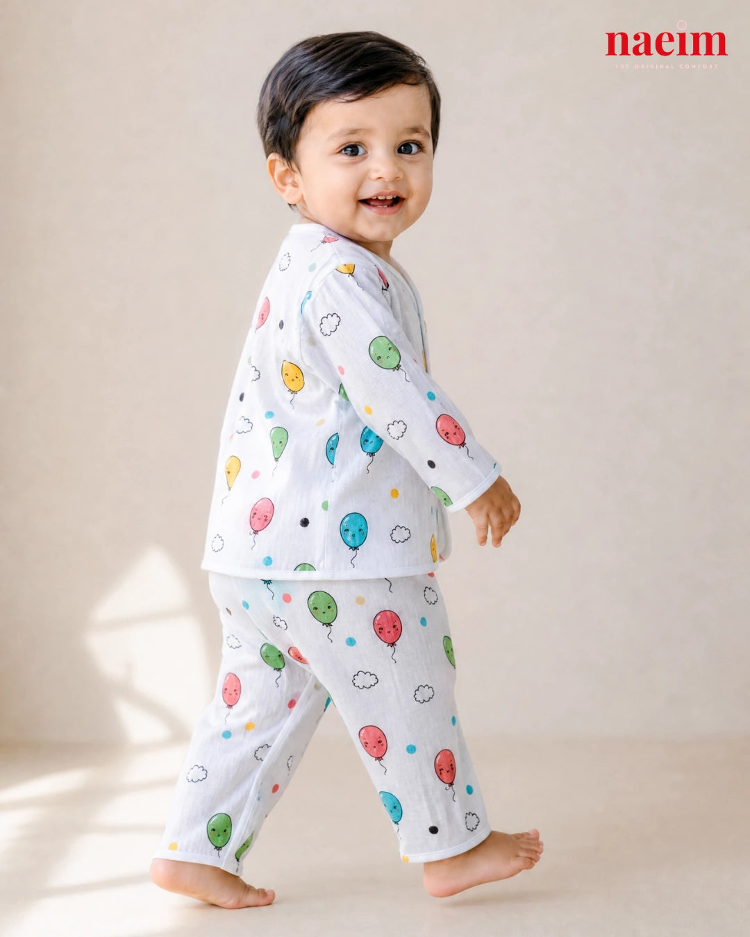 Muslin Full Sleeve Pajama Set for Babies – Balloon Party Print | 100% Cotton Night Suit | Soft All-Season Baby Sleepwear