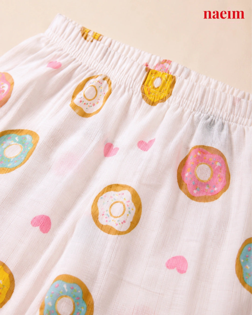 Muslin Full Sleeve Night Suit Set – Donut Print | 100% Cotton Baby Pajama Set | Soft All-Season Sleepwear