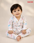 Muslin Full Sleeve Night Suit Set for Babies – Unicorn Rainbow Print | 100% Cotton Muslin Pajama Set | Soft All-Season Baby Sleepwear