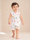 NAEIM Premium Muslin Jabla & Shorts Set for Babies – Rainbow Safari Print