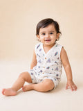 NAEIM Premium Cotton Muslin Jabla & Shorts Set – Boho Adventure Print