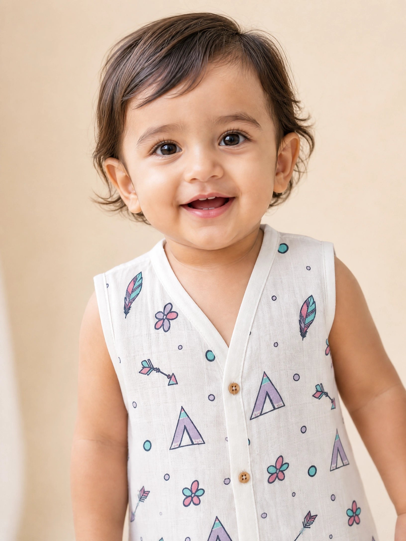 NAEIM Premium Cotton Muslin Jabla & Shorts Set – Boho Adventure Print