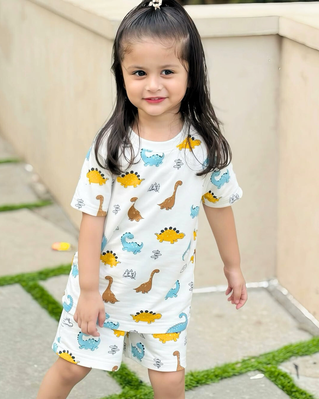 Kids' Co-ord Cotton T-Shirt & Shorts Set| Dino All-Over Print Designs